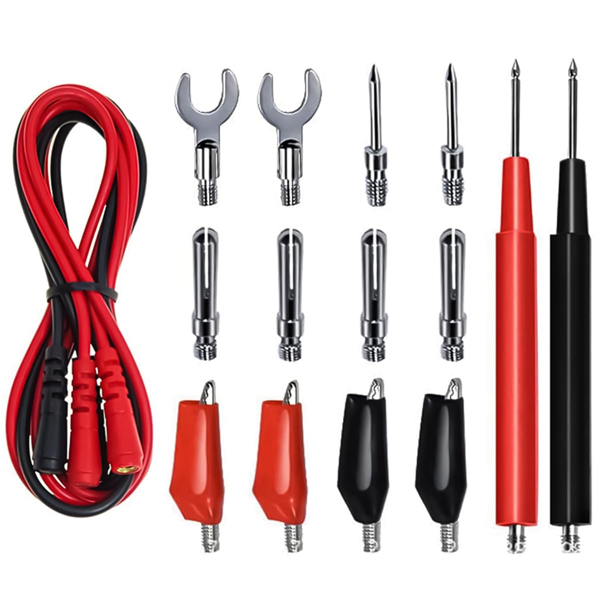 Serplex 16-in-1 Multimeter Test Leads Kit for 4mm Multimeter, Probes & Leads Set with 930mm Silicone Wires, Testing Probes, Alligator Clips & Banana Plugs for Electronics, Automotive &Circuit Testing Serplex 16-in-1 Multimeter Test Leads Kit for 4mm Multimeter, Probes & Leads Set with 930mm Silicone Wires, Testing Probes, Alligator Clips & Banana Plugs for Electronics, Automotive &Circuit Testing